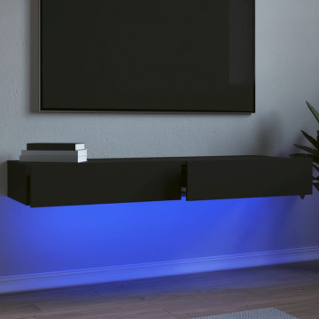 Dulapuri TV cu lumini LED, 2 buc., negru, 60x35x15,5 cm - Img 1