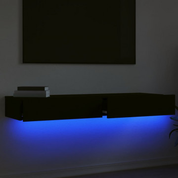 Dulapuri TV cu lumini LED, 2 buc., negru, 60x35x15,5 cm - Img 4