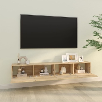 Dulapuri TV de perete 2 buc. stejar 100x30x30 cm lemn compozit - Img 3