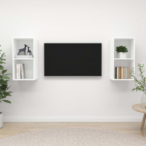 Dulapuri TV montaj pe perete, 2 buc., alb extralucios