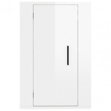 Dulapuri TV montaj perete 2 buc. alb extralucios 40x34,5x60 cm - Img 5