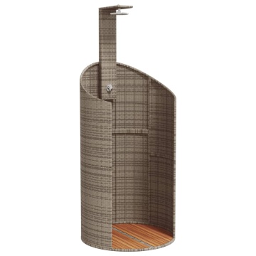 Duș de exterior, gri, 100x100x241,5 cm, poliratan/lemn acacia - Img 2