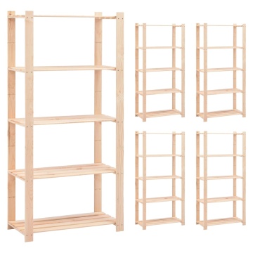 Etajere cu 5 niveluri, 5 buc., 80x38x170 cm, pin masiv, 250 kg - Img 1