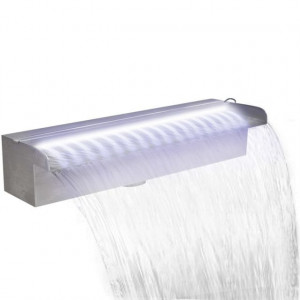 Fântână piscină dreptunghiulară LED-uri 45 cm oțel inoxidabil - Img 1