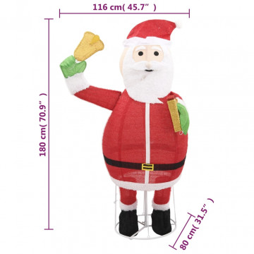 Figurină Moș Crăciun decorativă cu LED, 180 cm, țesătură de lux - Img 6