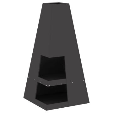 Focar cu depozit pentru lemne Negru 50x50x100 cm Oțel - Img 2