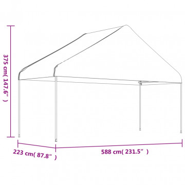 Foișor cu acoperiș, alb, 8,92x5,88x3,75 m, polietilenă - Img 4