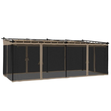 Foișor cu pereți din plasă, gri taupe, 6x3 m, oțel - Img 2