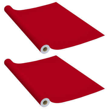 Folii de mobilier autoadezive, 2 buc., roșu, 500 x 90 cm, PVC - Img 2