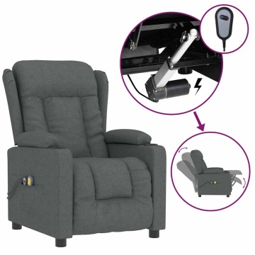 Fotoliu de masaj electric rabatabil, gri închis, textil - Img 2