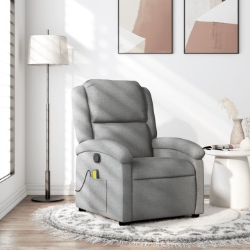 Fotoliu de masaj rabatabil, gri deschis, textil - Img 1