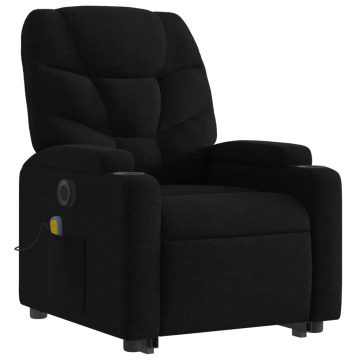 Fotoliu electric de masaj rabatabil cu ridicare, negru, textil - Img 4