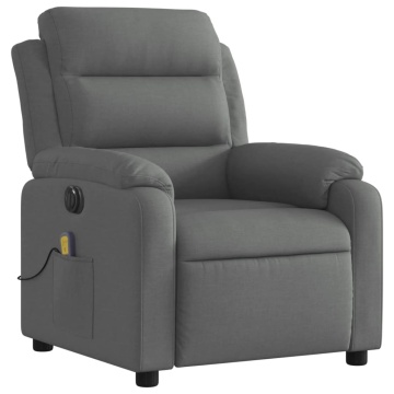 Fotoliu electric de masaj rabatabil, gri închis, textil - Img 4