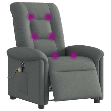Fotoliu electric de masaj rabatabil, gri închis, textil - Img 3