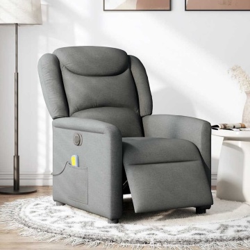 Fotoliu electric de masaj rabatabil, gri închis, textil - Img 2