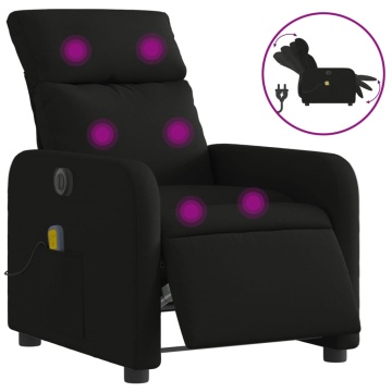 Fotoliu electric de masaj rabatabil, negru, textil - Img 2