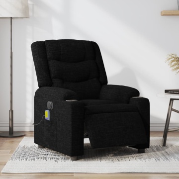 Fotoliu electric de masaj rabatabil, negru, textil - Img 1