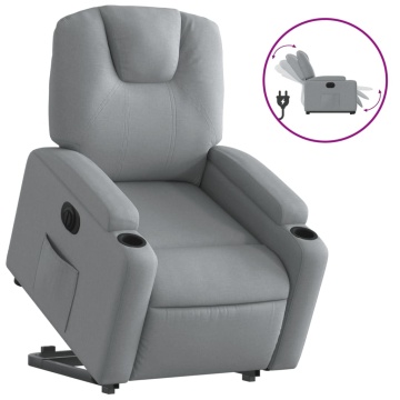 Fotoliu electric rabatabil cu ridicare, gri deschis, textil - Img 2