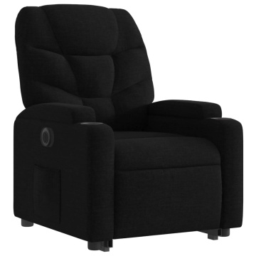 Fotoliu electric rabatabil cu ridicare, negru, textil - Img 4