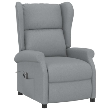 Fotoliu rabatabil electric cu spătar aripi, gri deschis, textil - Img 3
