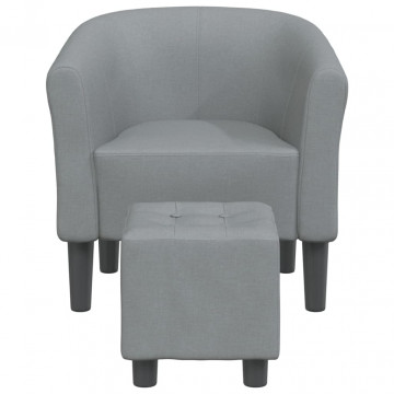 Fotoliu tip cuvă cu taburet, gri deschis, material textil - Img 3