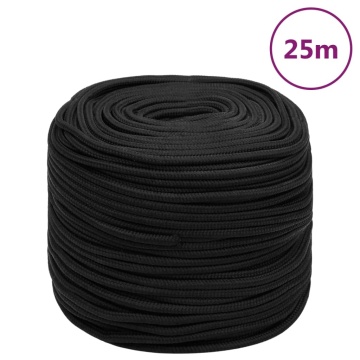 Frânghie de barcă, negru complet, 6 mm, 25 m, polipropilenă - Img 1