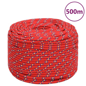 Frânghie de barcă, roșu, 10 mm, 500 m, polipropilenă - Img 1