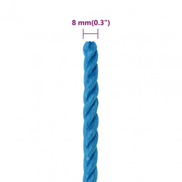 Frânghie de lucru, albastru, 8 mm, 50 m, polipropilenă - Img 5