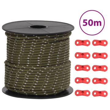 Funie pentru cort cu benzi reflectorizante și chei, 50 m, 4 mm - Img 1