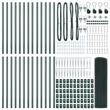 Gard cu Fir Sudat cu 13 Stâlpi cu Spike Verde 0.8x50 m Oțel - Img 4