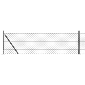 Gard cu plasă de lanț cu 7 stâlpi flansați 0.6x10 m din oțel galvanizat - Img 2