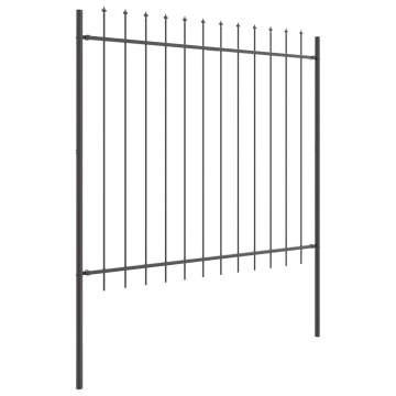 Gard cu varf in forma de lance Gri 3,4x1,5 m Otel - Img 3
