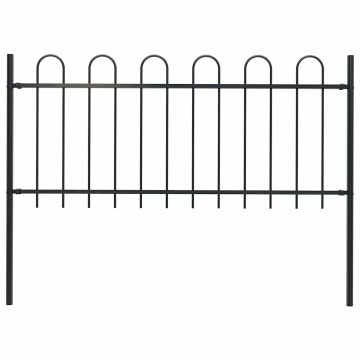 Gard de grădină cu vârf curbat, negru, 1,8 m, oțel - Img 1