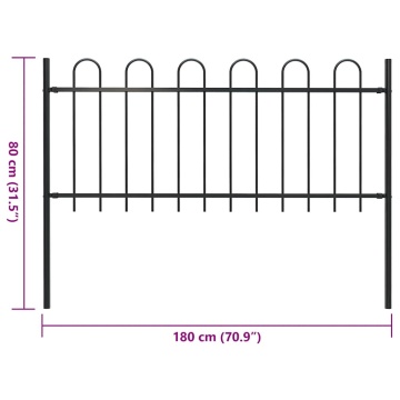 Gard de grădină cu vârf curbat, negru, 1,8 m, oțel - Img 5