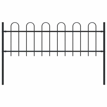 Gard de grădină cu vârf curbat, negru, 1,8 m, oțel - Img 1