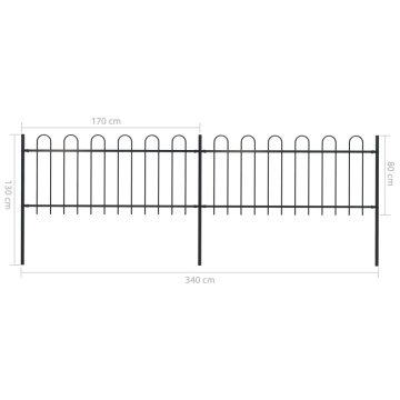 Gard de grădină cu vârf curbat, negru, 3,4 m, oțel - Img 5