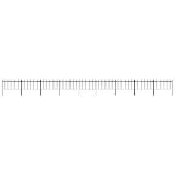 Gard de grădină cu vârf suliță, negru, 15,3 m, oțel - Img 1