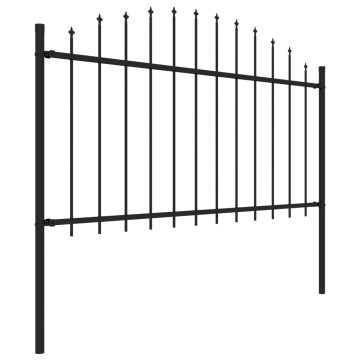 Gard de grădină cu vârf suliță, negru, 3,4 m, oțel - Img 3
