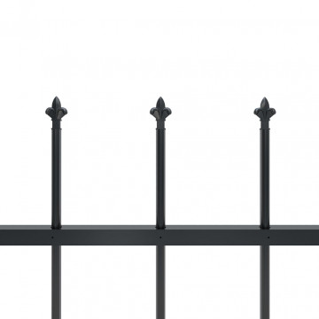 Gard de grădină cu vârf suliță, negru, 5,1 m, oțel - Img 4