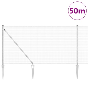 Gard de Sârmă Sudată cu 13 Posturi cu Vârf 1x50 m Oțel Galvanizat - Img 3