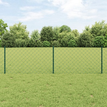 Gard din Linkuri de Lanț cu 22 Stâlpi U Verde 0.6x25 m Oțel - Img 1