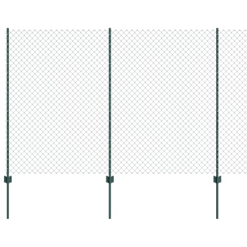 Gard din Plasă de Lanț cu 10 Stâlpi U Verde 1.5x10 m Oțel - Img 2