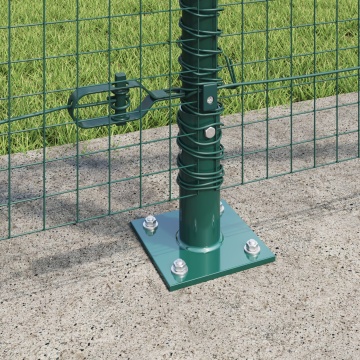 Gard din sârma sudată cu 13 stâlpi cu flanșă Verde 1.2x50 m Oțel - Img 4