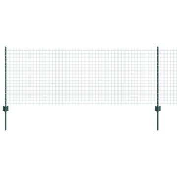 Gard din sârmă sudată cu 5 stâlpi U Verde 0.8x10 m Oțel - Img 2