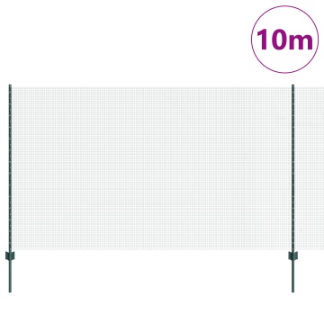 Gard din sârmă sudată cu 5 stâlpi U Verde 1.4x10 m Oțel - Img 3
