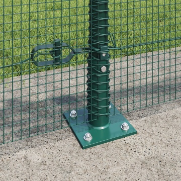 Gard din sârmă sudată cu 7 stâlpi flanșați Verde 0.6x10 m Oțel - Img 4