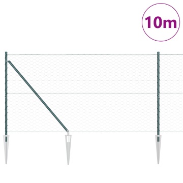 Gard hexagonal Verde 1.4x10 m Oțel, Stâlpi de gard cu vârf 7 buc Ø32 mm 160 cm Oțel galvanizat - Img 3