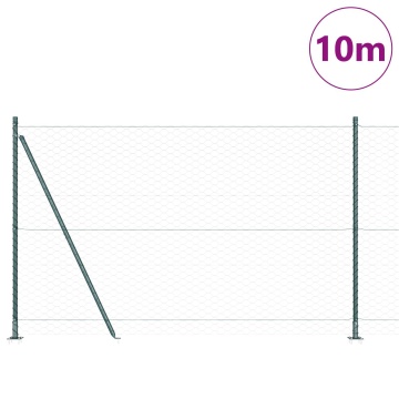 Gard Hexagonal Verde 1.6x10 m Oțel, Stâlpi de Gard cu Plăci de Bază 7 buc Ø32mm 88.5cm Oțel Zincat - Img 3