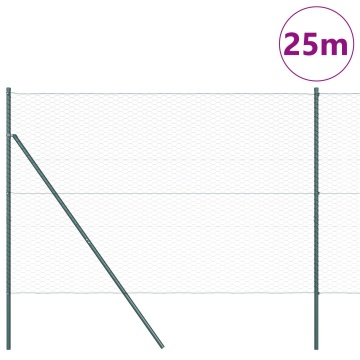 Gard Hexagonal Verde 1.6x25 m Oțel, Posturi pentru gard 13 buc Verde Ø32 mm 210 cm Oțel Zincat - Img 3