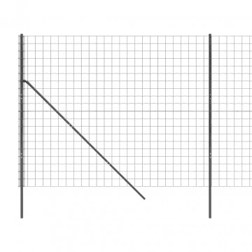 Gard plasă de sârmă, antracit, 2,2x25 m, oțel galvanizat - Img 4